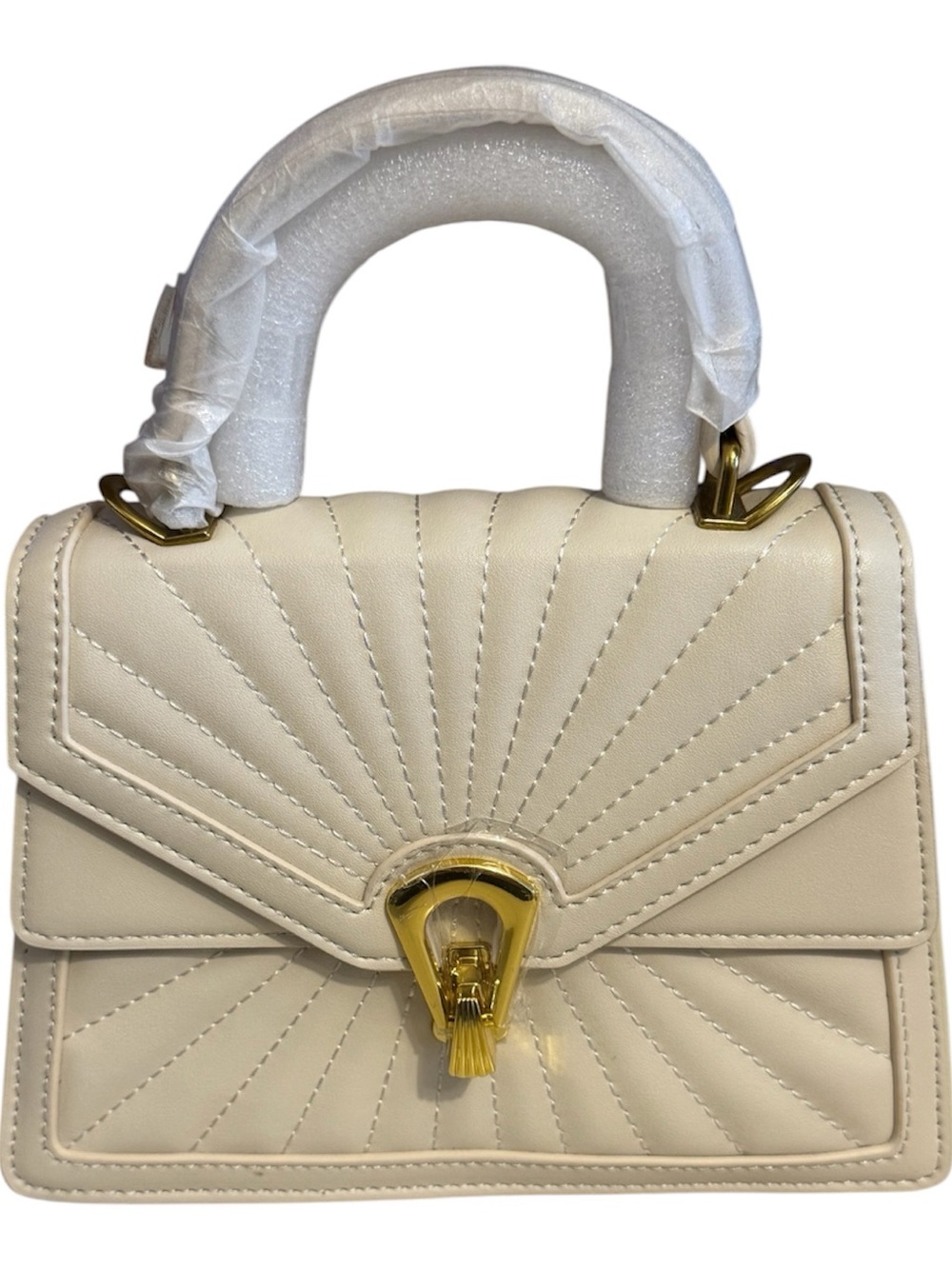 NWT Cream Quilted Top-Handle Shoulder Bag /Crossbody W/ Gold Hardware